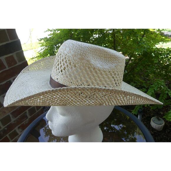 NEW Cavender's Western Hat Woven Raffia L Conforming Breathable Natural Stiff - Picture 3 of 10